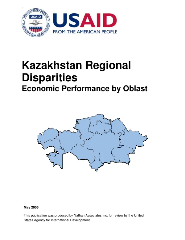 Kazakhstan regional disparities : economic performance by oblast