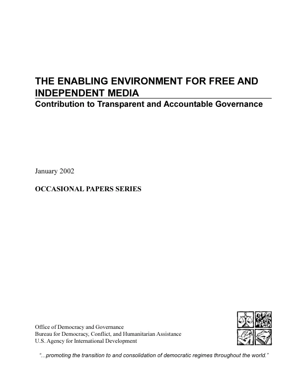 The enabling environment for free and independent media : contribution to transparent and accountable governance