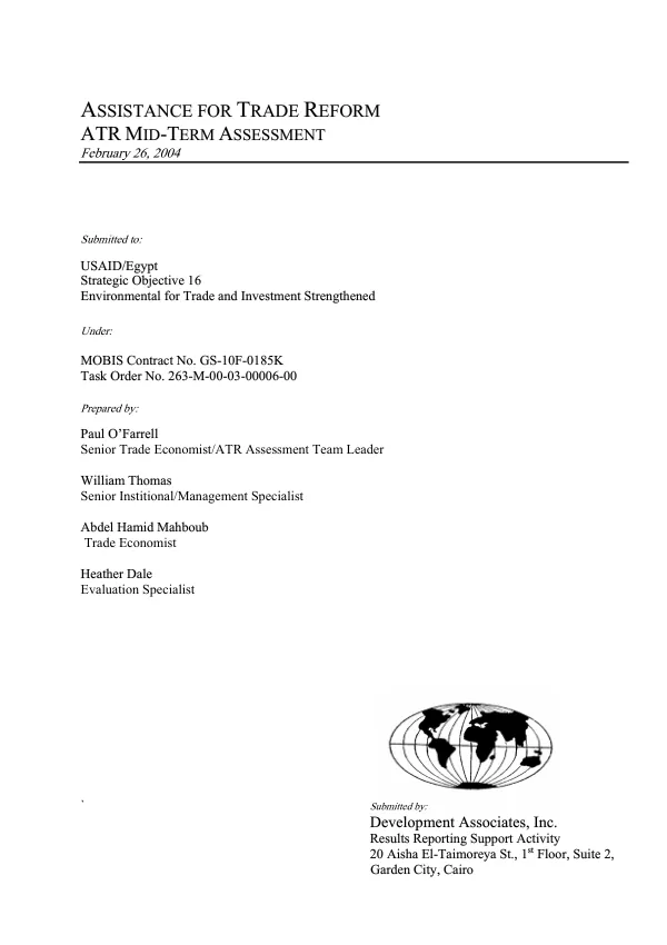 Assistance for trade reform : ATR mid-term assessment
