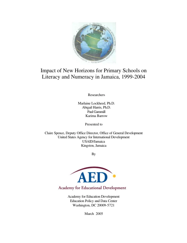 Impact of new horizons for primary schools on literacy and numeracy in Jamaica, 1999-2004