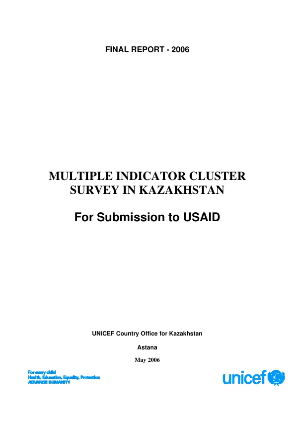 Multiple indicator cluster survey in Kazakhstan