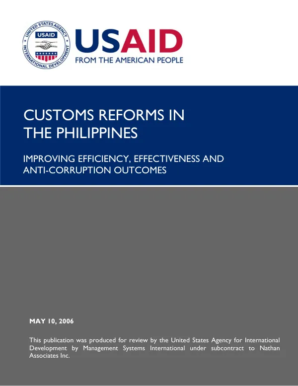 Customs reforms in the Philippines : improving efficiency, effectiveness and anti-corruption outcomes