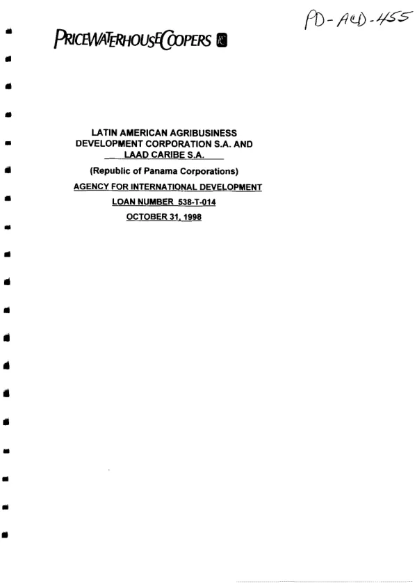 Latin American Agribusiness Development Corporation S.A. and LAAD Caribe S.A. (Republic of Panama Corporations) [audit]