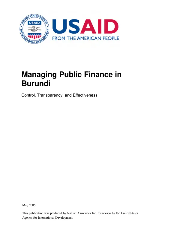 Managing public finance in Burundi : control, transparency and effectiveness