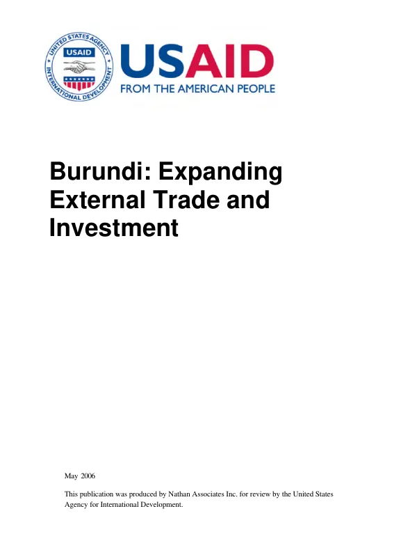 Burundi : expanding external trade and investment