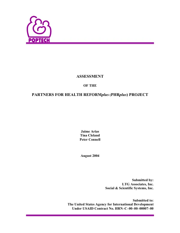 Assessment of the partners for health reformplus (PHRplus) project