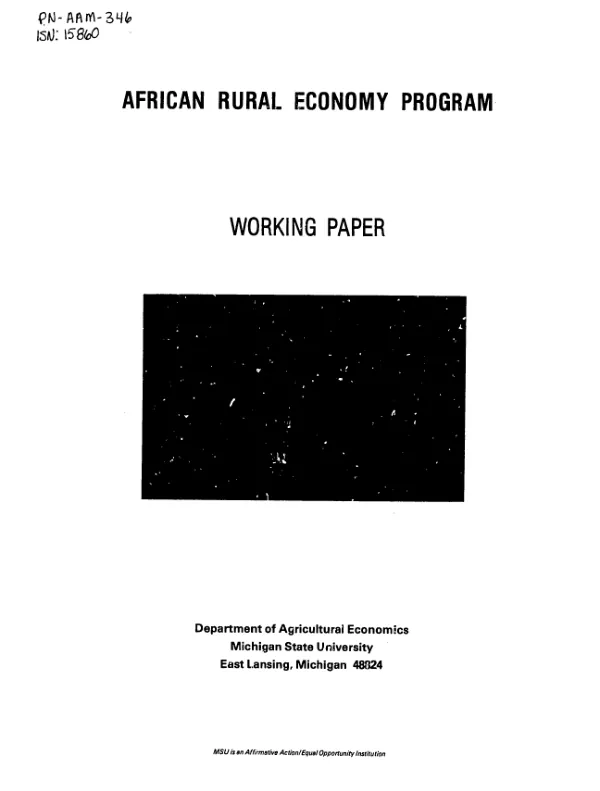 Econometric analysis of supply responsiveness in traditional agriculture : millet, sorghum and rice farmers in Mali