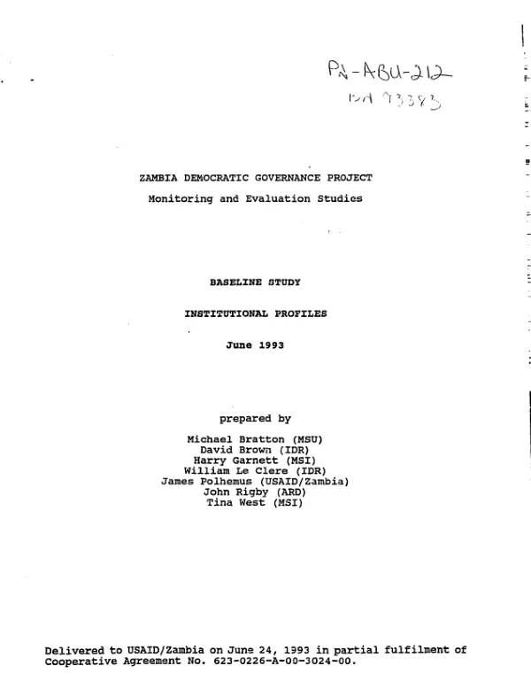 Baseline study : institutional profiles