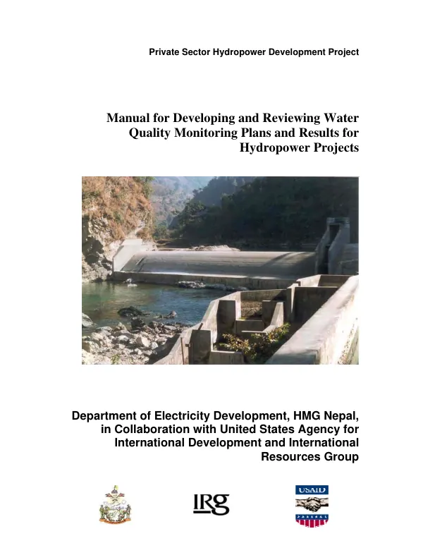 Manual for developing and reviewing water quality monitoring plans and results for hydropower projects