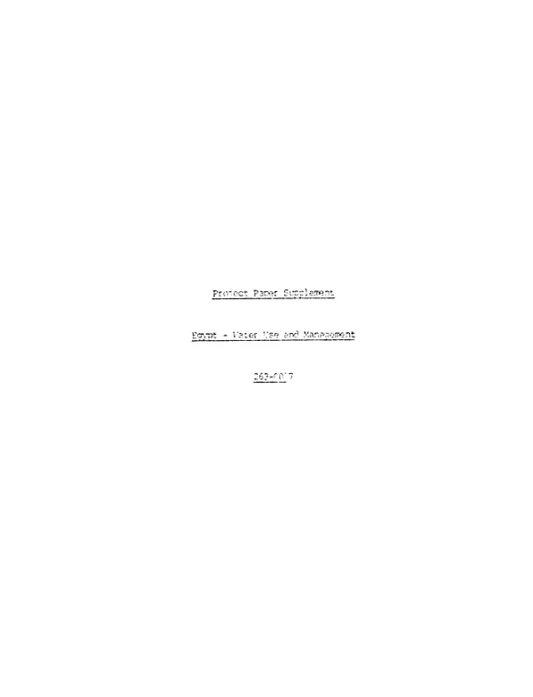 Water use and management; supplement