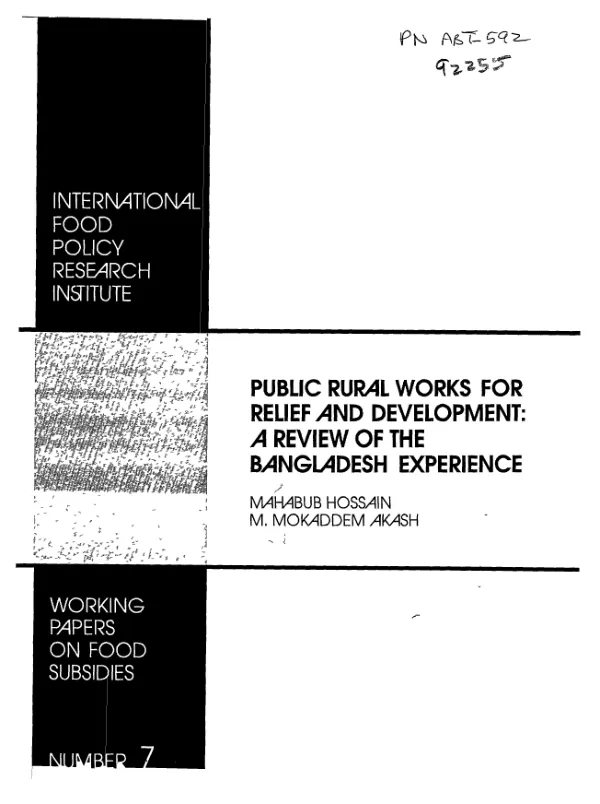 Public rural works for relief and development : a review of the Bangladesh experience