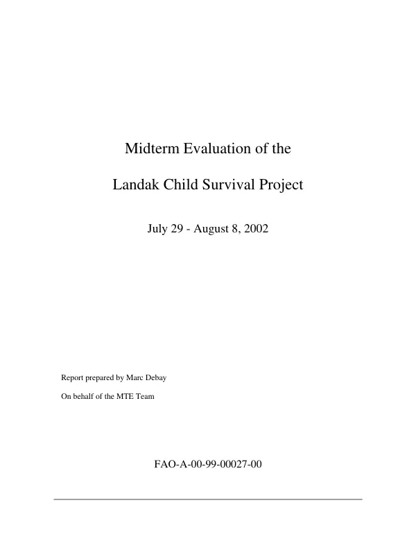 Midterm evaluation of the Landak child survival project, July 29-August 8, 2002