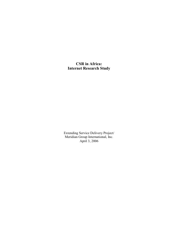 CSR [corporate social responsibility] in Africa : internet research study
