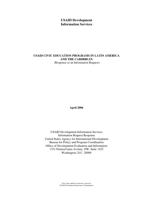USAID civic education programs in Latin America and the Caribbean
