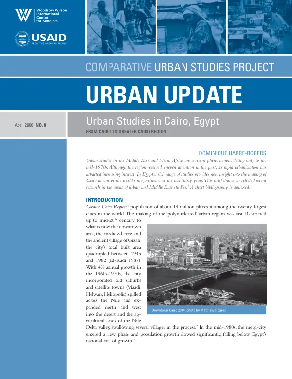 Urban studies in Cairo, Egypt : from Cairo to greater Cario region