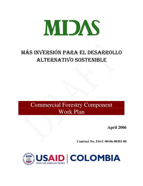 MIDAS : commerical forestry component work plan