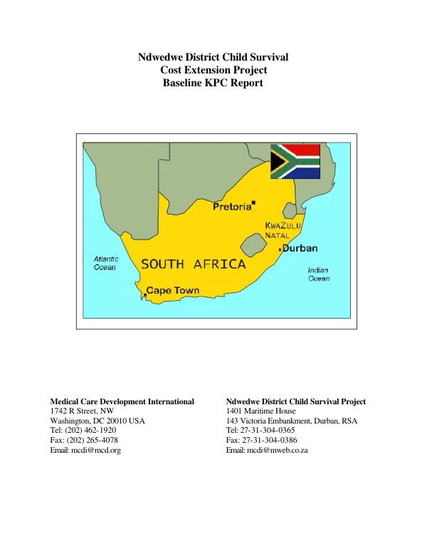 Ndwedwe District child survival : cost extension project -- baseline KPC report