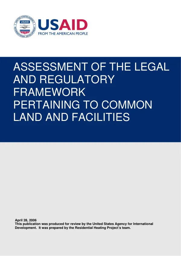 Assessment of the legal and regulatory framework pertaining to common land and facilities