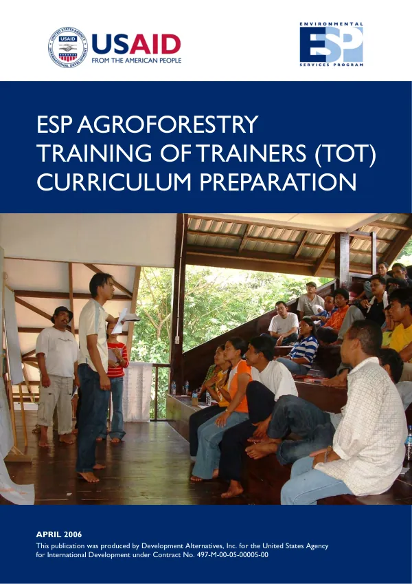 ESP agroforestry training of trainers (TOT) curriculum preparation