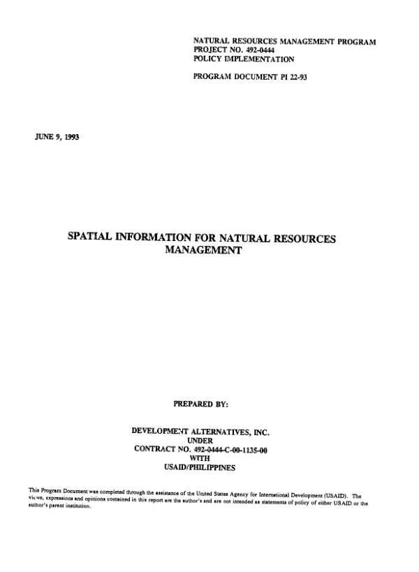 Spatial information for natural resources management