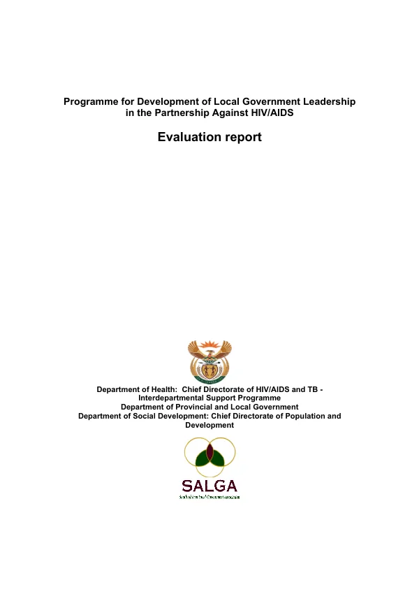 Programme for development of local government leadership in the partnership against HIV/AIDS : evaluation report