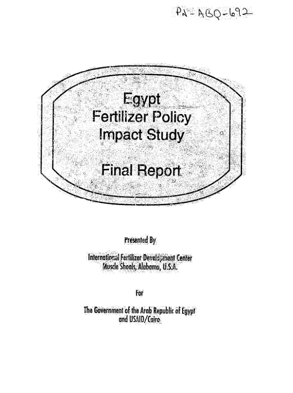 Fertilizer policy impact study (final report)