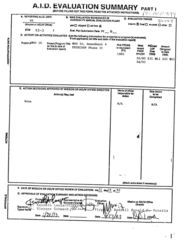 MOU 16, amendment 4 FEDECOOP phase II