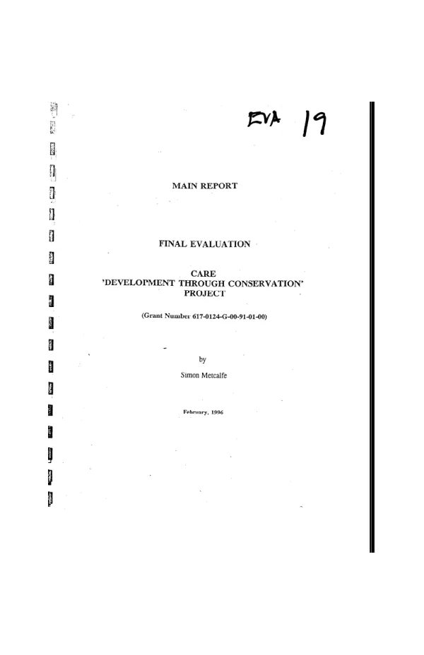 Main report : final evaluation -- development through conservation [DTC] project