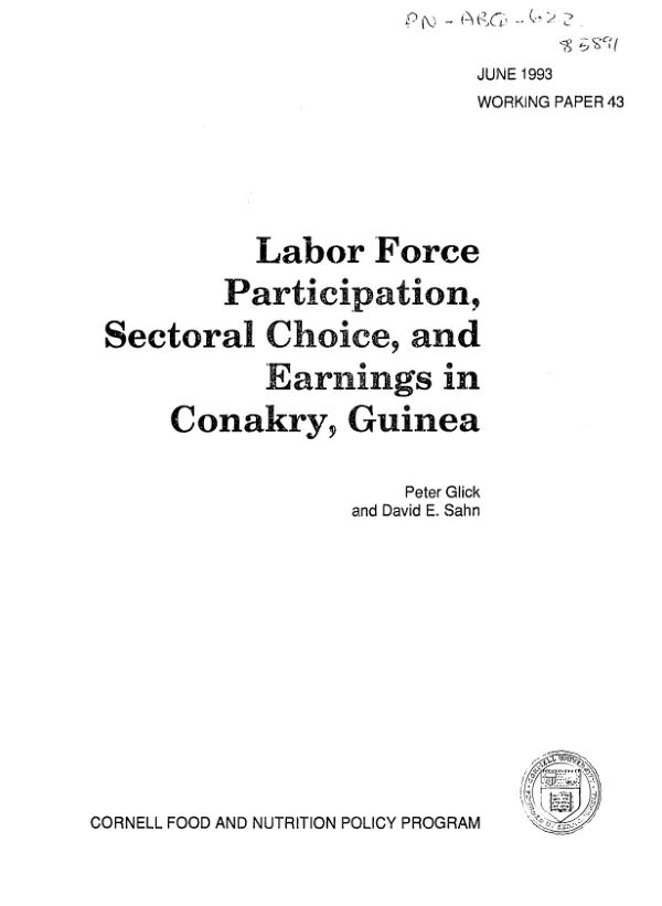 Labor force participation, sectoral choice, and earnings in Conakry, Guinea