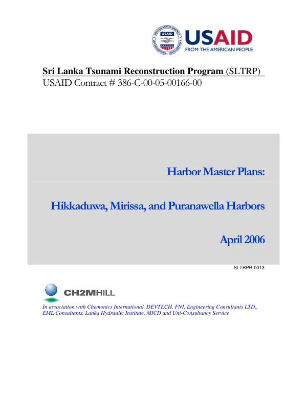 Harbor master plans : Hikkaduwa, Mirissa, and Puranawella harbors