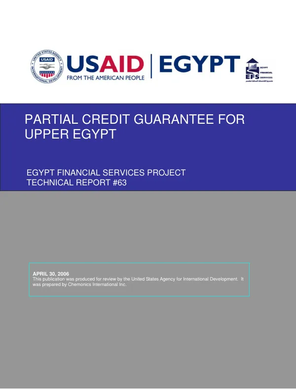 Partial credit guarantee for Upper Egypt
