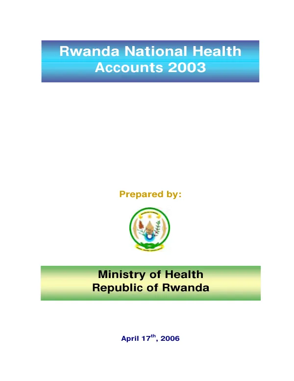 Rwanda national health accounts 2003