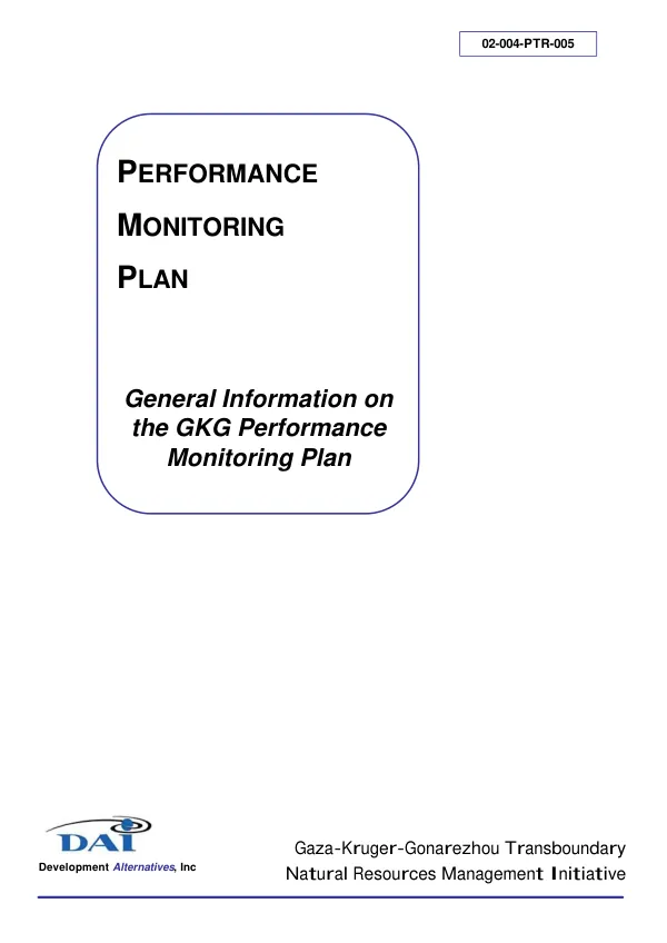 Performance monitoring plan : general information on the GKG performance monitoring plan