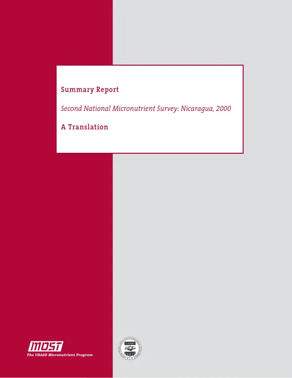 Summary report : second national micronutrient survey -- Nicaragua, 2000 : a translation
