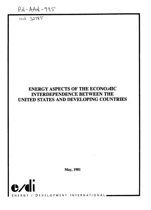 Energy aspects of the economic interdependence between the United States and developing countries