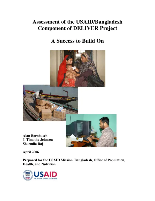 Assessment of the USAID/Bangladesh component of DELIVER project : a success to build on