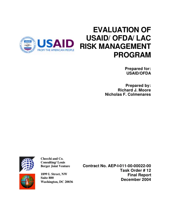 Evaluation of USAID/OFDA/LAC risk management program