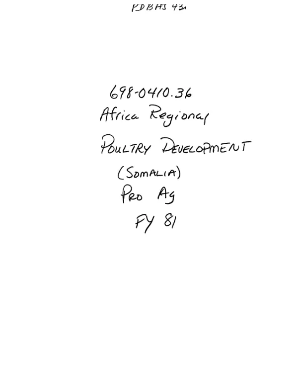 Poultry development