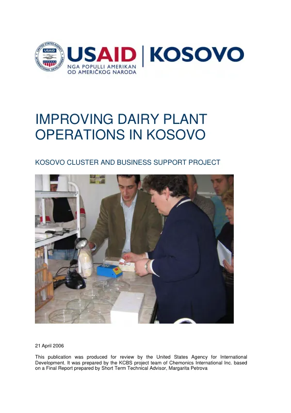 Improving dairy plant operations in Kosovo