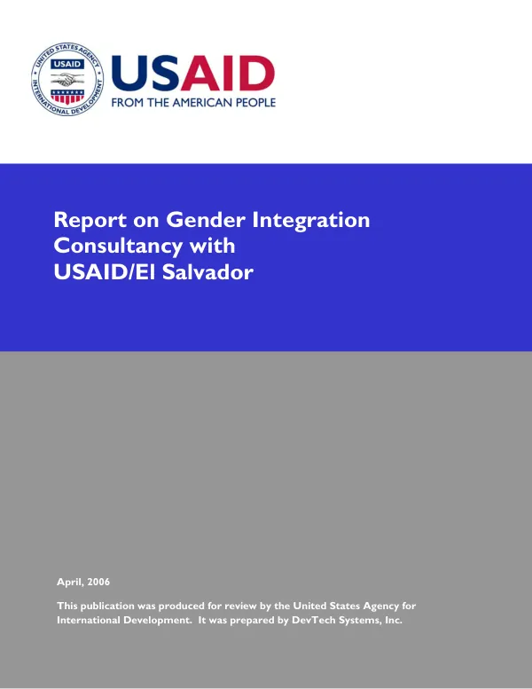 Report on gender integration consultancy with USAID/El Salvador