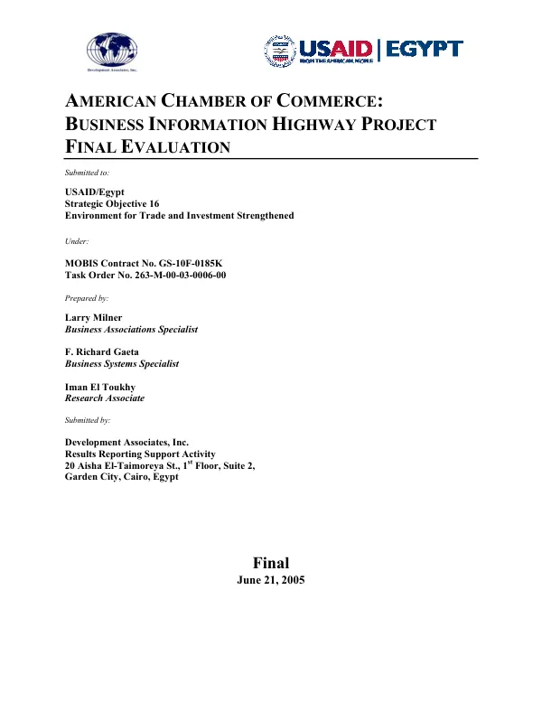 American Chamber of Commerce : business information highway project -- final evaluation