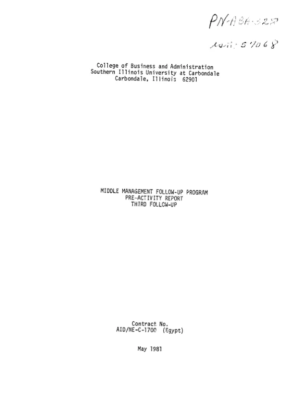 Middle management follow-up program pre-activity report : third follow-up