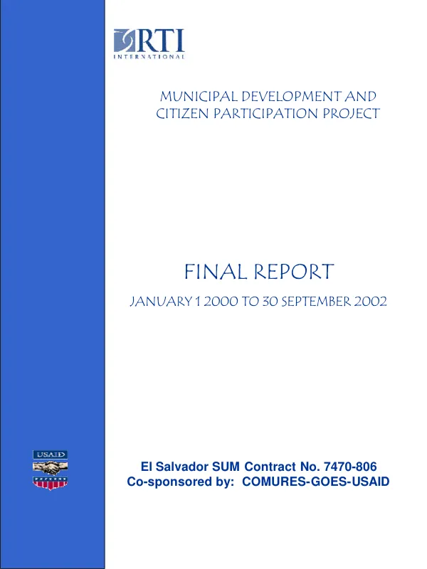 Municipal development and citizen participation project : final report, January 1, 2000 to 30 September 2002