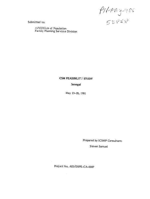 CSM feasibility study : Senegal, May 23-28, 1981