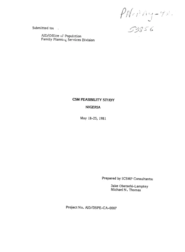 CMS feasibility study : Nigeria, May 18-25, 1981