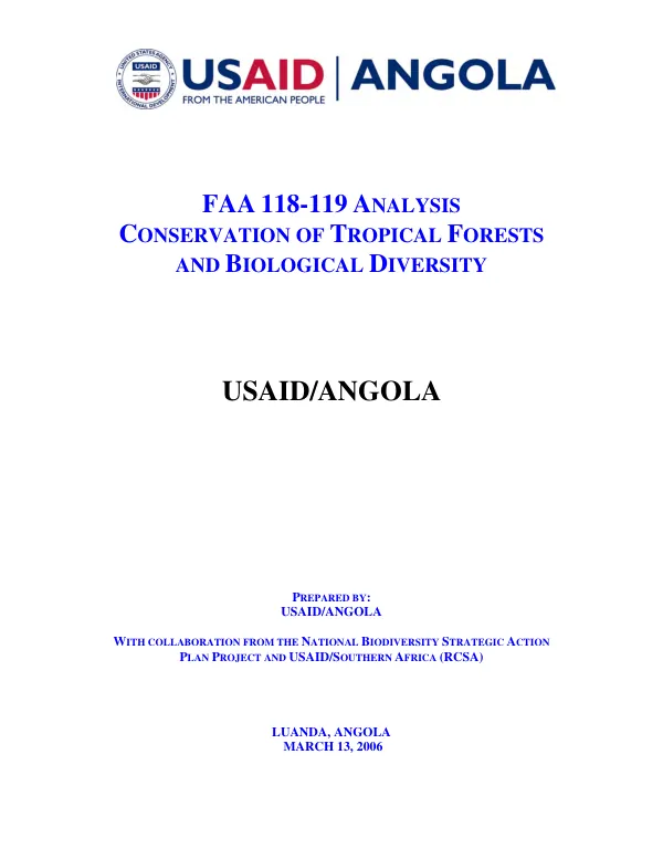 FAA 118-119 analysis : conservation of tropical forests and biological diversity