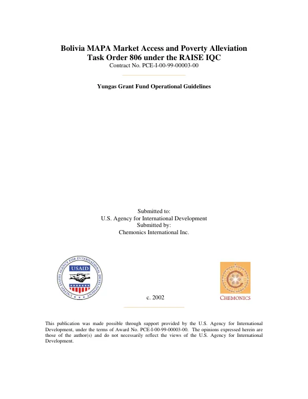 Yungas Grant Fund operational guidelines