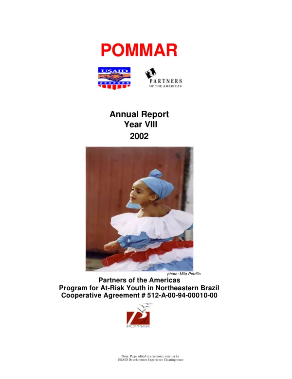 POMMAR [Preveno orientada aos meninos e mininas em situacao de risco = Prevention oriented towards at-risk boys and girls] : annual report -- year VIII, 2002