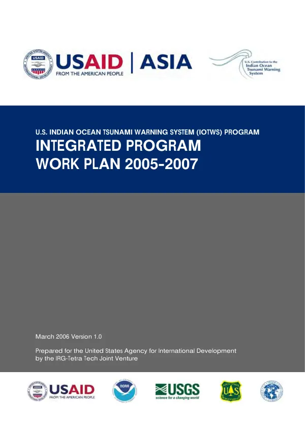 US Indian Ocean tsunami warning system (IOTWS) program : integrated program work plan 2005-2007