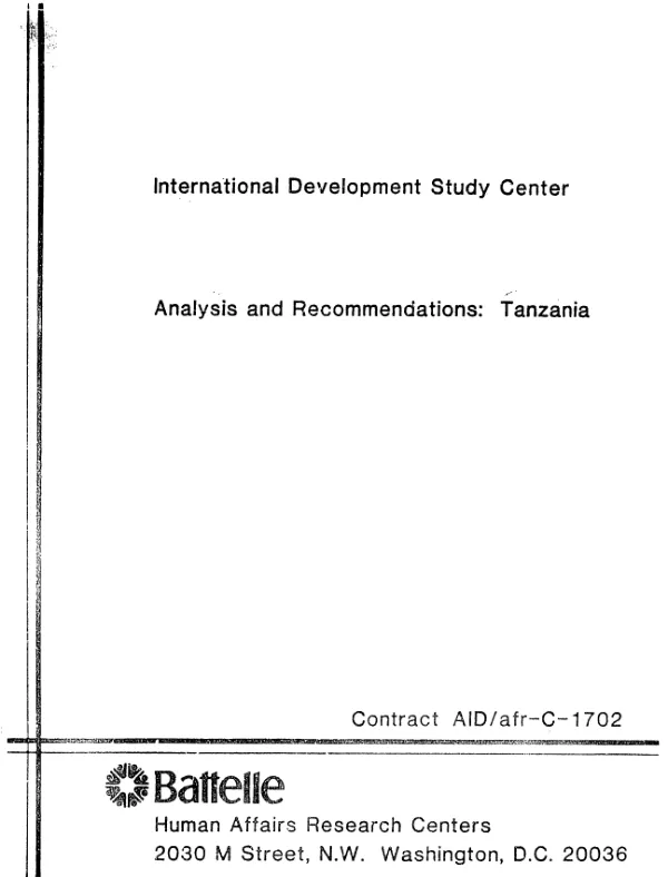 Analysis and recommendations : Tanzania